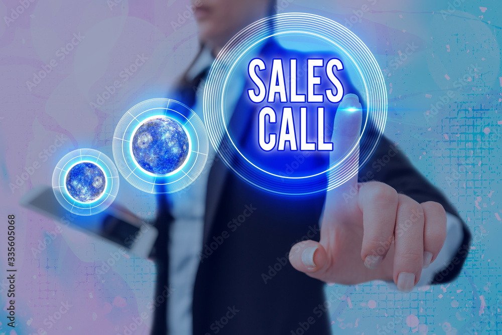 Poster writing note showing sales call. business concept for a phone call made by a sales representative of