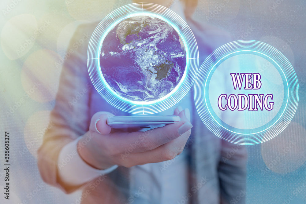  conceptual hand writing showing web coding. concept meaning work involved in developing a web site f