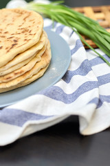 cheese cakes and green onions