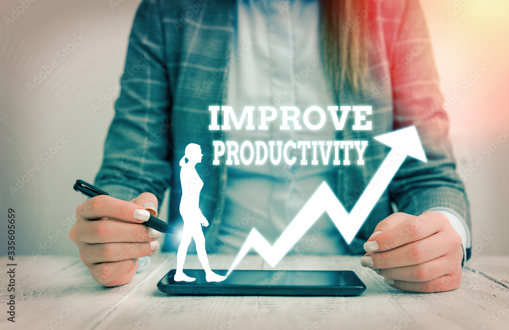 Poster handwriting text writing improve productivity. conceptual photo to increase the machine and process 