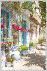LANJARON, ANDALUCIA/SPAIN-APRIL 30, 2014: Colorful street view in Lanjaron city placed in 
