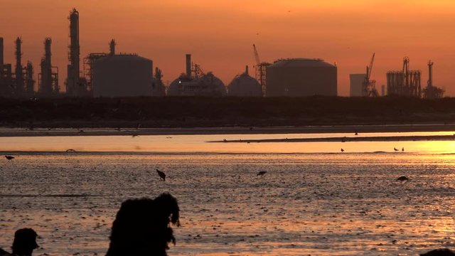 Teesside industry North East England sunset estuary UK 4K
