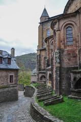 CONQUES, AVEYRON, FRANCE, EUROPE, AUTUMN 2018. Abbey of Sainte-Foy in the most beautiful and...