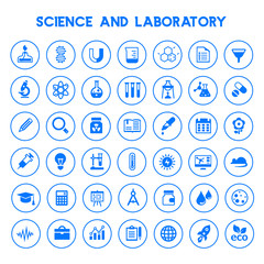 Trendy flat design big science icons set
