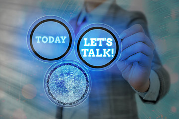 Conceptual hand writing showing Let Talk. Concept meaning they are suggesting beginning...