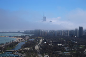 Chicago Skyline in Fog - 335609034