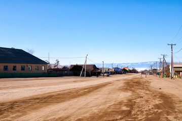 The Central street of the village Khuzhir on Olkhon island