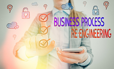 Handwriting text writing Business Process Re Engineering. Conceptual photo the analysis and design...