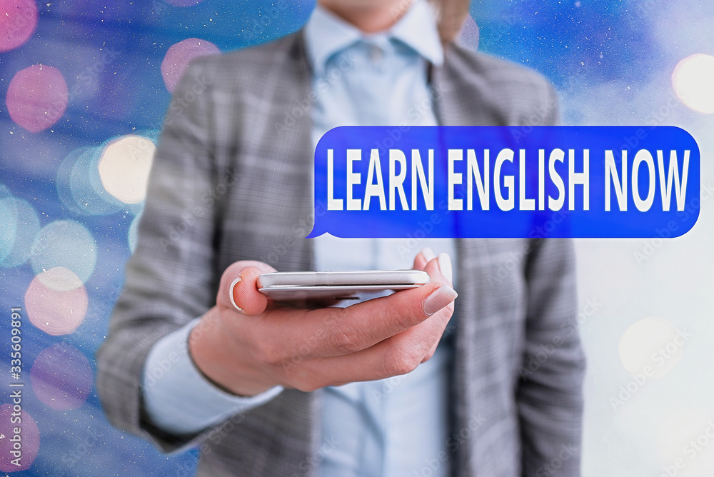Poster conceptual hand writing showing learn english now. concept meaning gain or acquire knowledge and ski