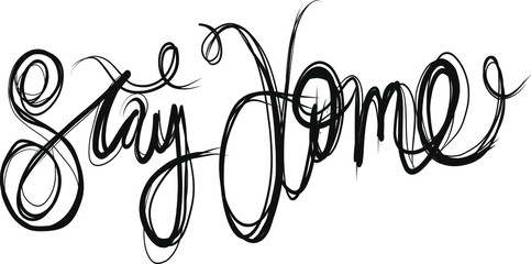 stay home #stayhome vector illustration Covid-19 Coronavirus scribble text