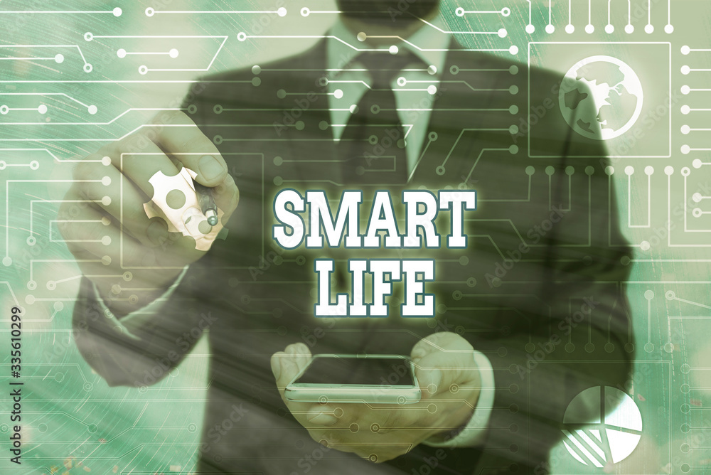 Poster handwriting text smart life. conceptual photo approach conceptualized from a frame of prevention and