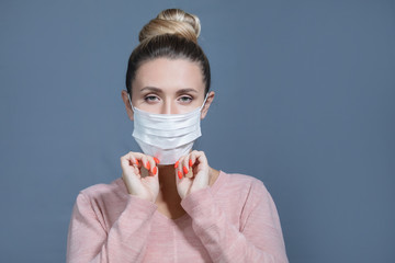 Woman in medical mask. Coronavirus. Covid-19. 2019-ncov.