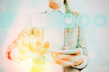 Handwriting text writing Let Talk. Conceptual photo they are suggesting beginning conversation on...