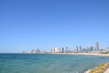 Famous Tel Aviv Coastline from the shore in Jaffa