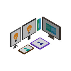 Webinar, Web Learning, Start form Idea Isometric, Vector