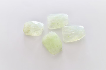 gemstone on white wooden background