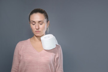 Woman with toilet paper