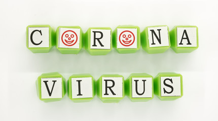 corona virus concept. word orona virus from letters on white background