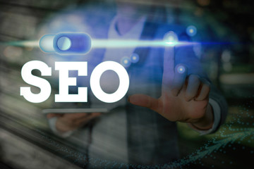 Conceptual hand writing showing Seo. Concept meaning incredibly effective way to market your near...