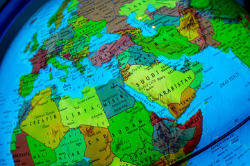 eurasia map on a world ball map