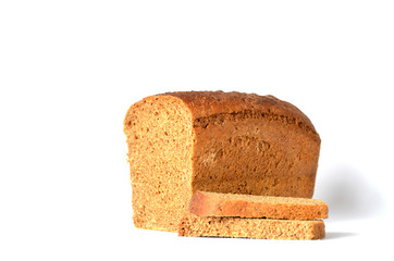 A louf of bread isolated on white background, photo