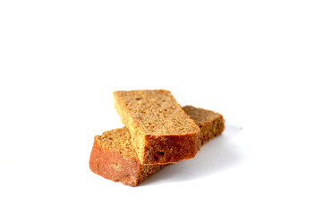 A two pieces of bread isolated on white background, photo