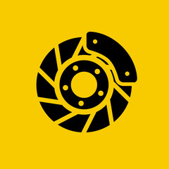 Automobile disc brake, brake block of car wheel icon