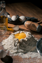 flour and eggs on the table