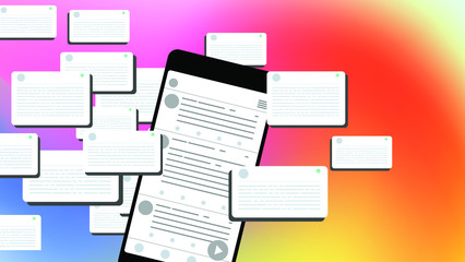 Socailmedia app interface mobile phone. Subscribe
. Socailmedia mobile mock up . Vector illustration.concept vector illustration. data statistic vector illustration flat style design