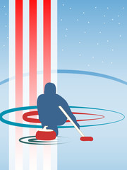 Curling silhouette - obrazy, fototapety, plakaty
