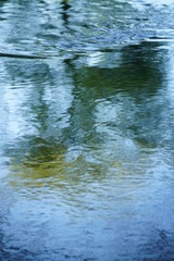 Wasser mit Spiegelungen von Bäumen