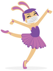 Bunny Ballerina Dancing and Wearing a Mask