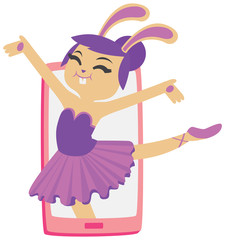 Bunny Ballerina dancing in a Phone