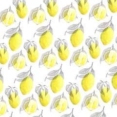 Foto op Plexiglas Citroen naadloos patroon met citroenen