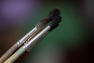 Fototapeta premium Several art brushes in a bunch