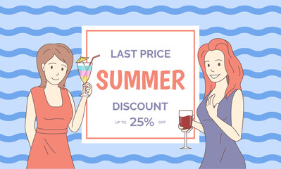Summer sale vector banner template. Special offer, discount flyer design concept.