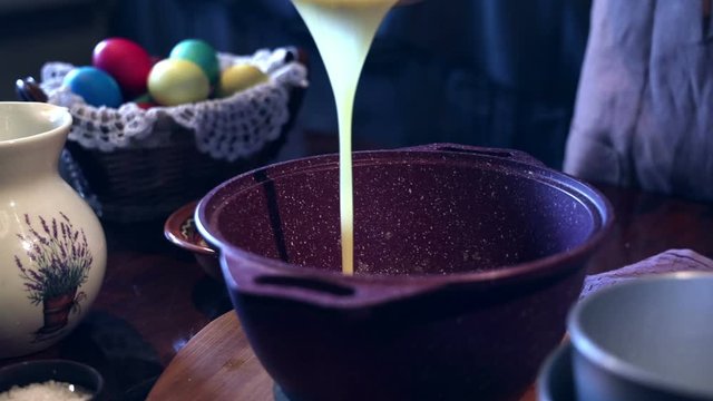 the cook makes and serves an Easter cake