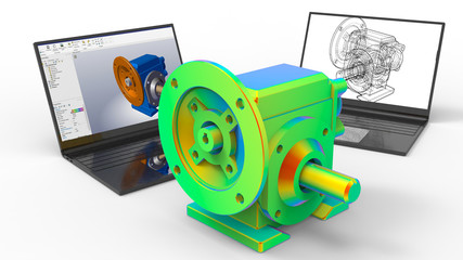 3D rendering - gear reducer finite analysis concept