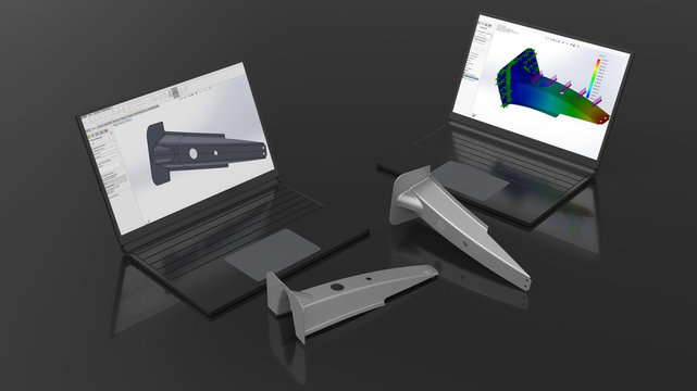 3D rendering - finite element analysis of a metallic profile