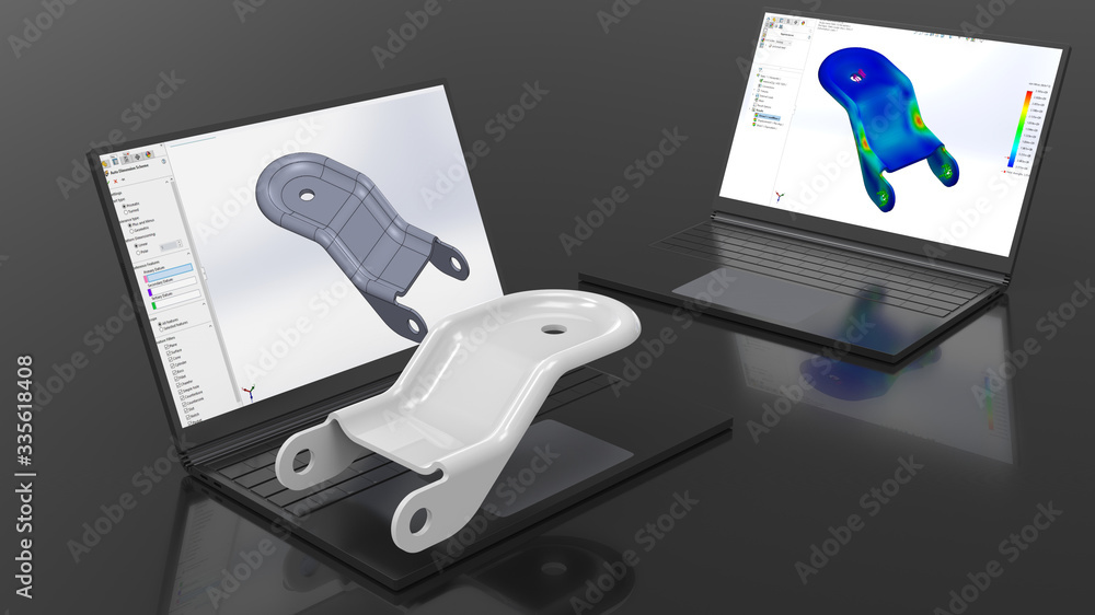 Aufkleber 3d rendering - computer aided design of a metallic flange
