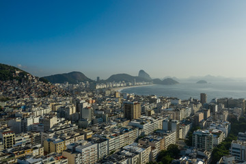 Obraz premium Drone panoramic view of Copacabana in Rio de Janeiro Brazil