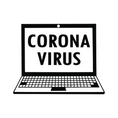 Coronavirus. laptop open. eps10 vector illustration. hand drawing
