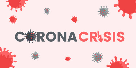 Corona crisis poster design template. Stay and work at home, quarantine, self isolation during influenza outbreak.