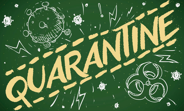 Doodles in Hand Draw Style Promoting Quarantine due COVID-19 Outbreak, Vector Illustration