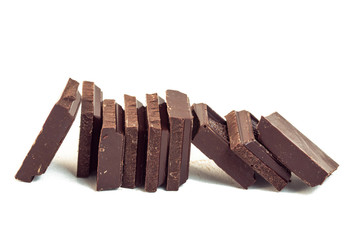 squares dark chocolate brown standing in a row