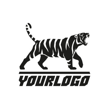 Tiger roaring logo sign emblem vector animal