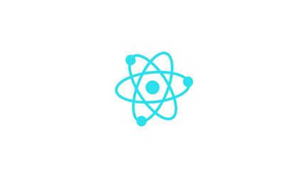 Amazing aqua color atom icon,white background atom icon