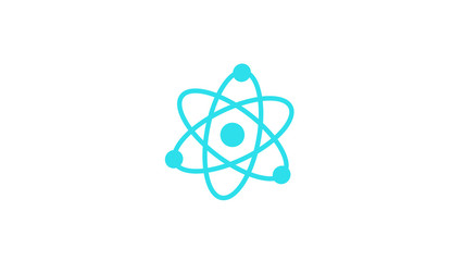 New aqua atom icon on white background,aqua atom,science icon,technology