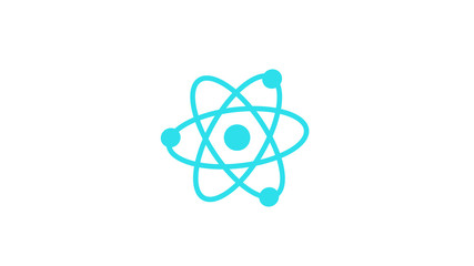 New aqua atom icon on white background,aqua atom,science icon,technology