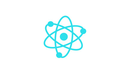 New aqua atom icon on white background,aqua atom,science icon,technology